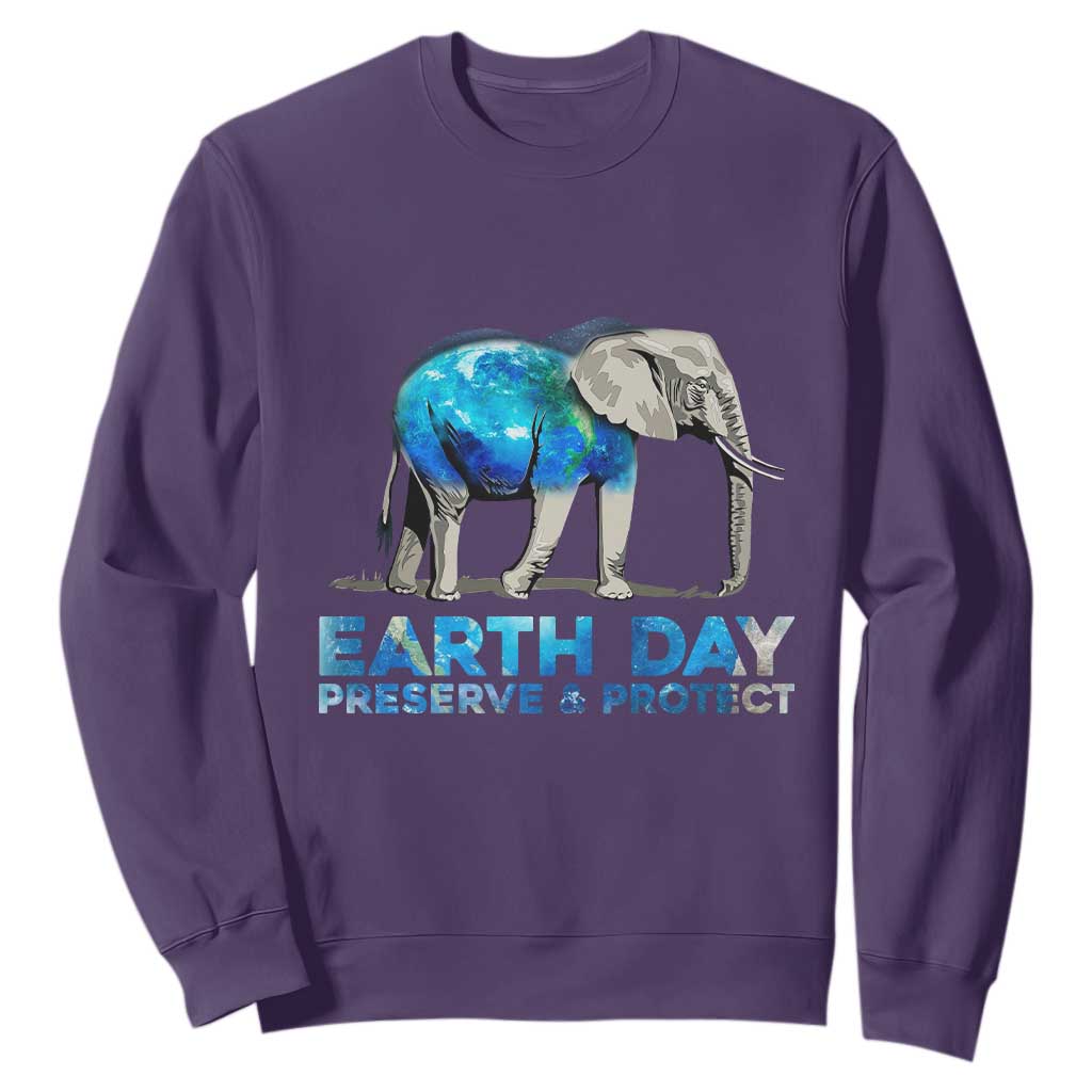 Earth Day Sweatshirt Animals Wildlife Elephant Conservation TS02 Purple Printyourwear
