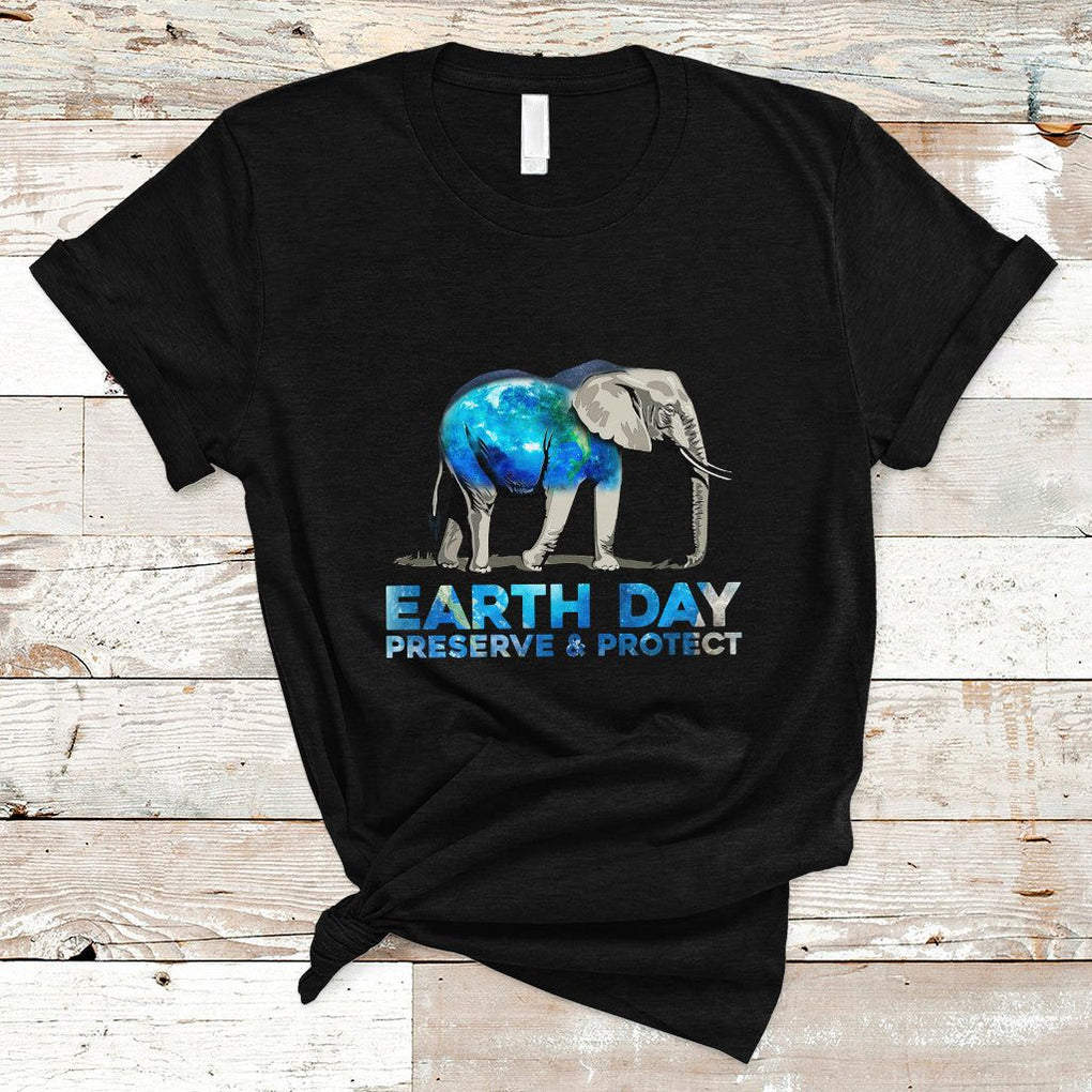 Earth Day T Shirt Animals Wildlife Elephant Conservation TS02 Black Printyourwear