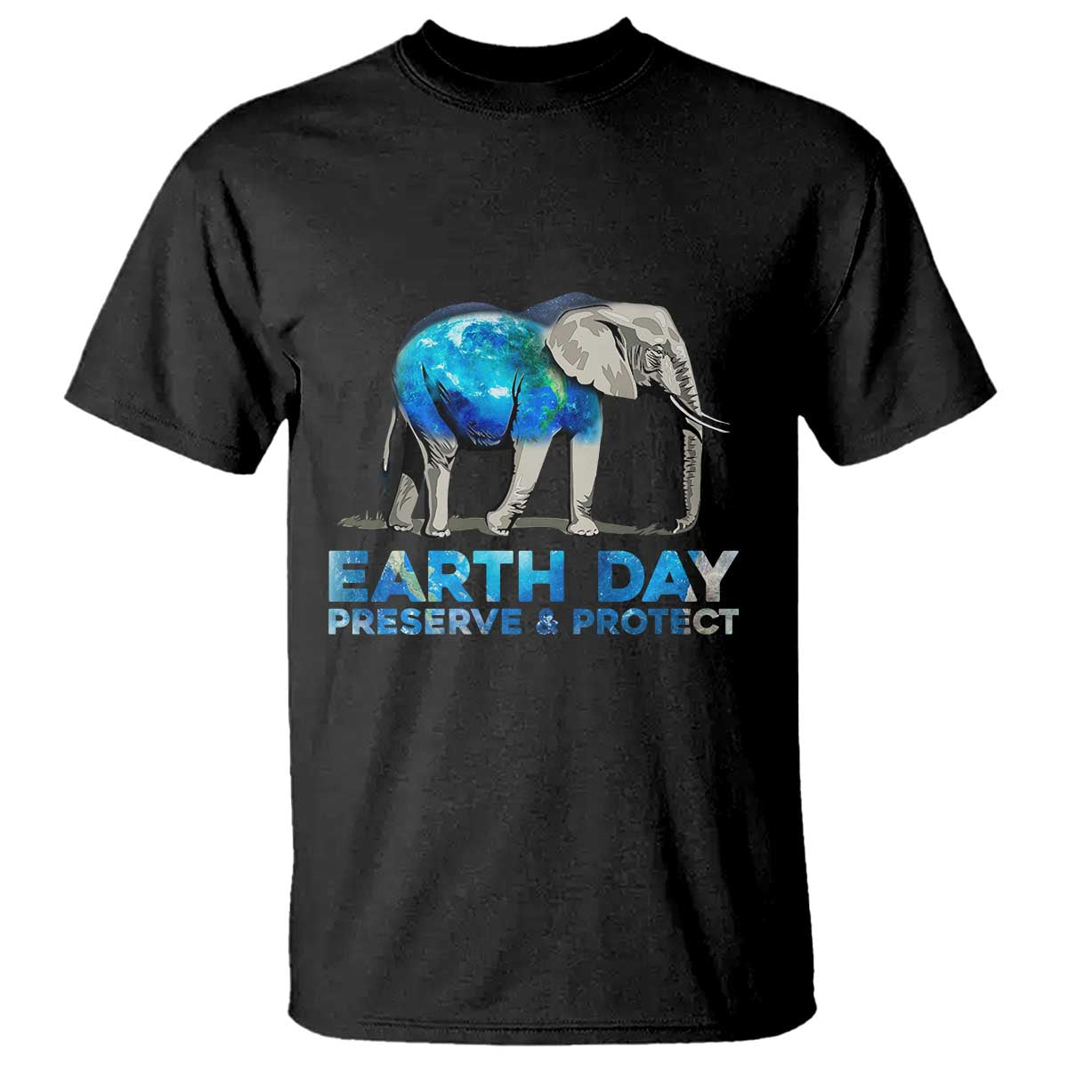 Earth Day T Shirt Animals Wildlife Elephant Conservation TS02 Black Printyourwear