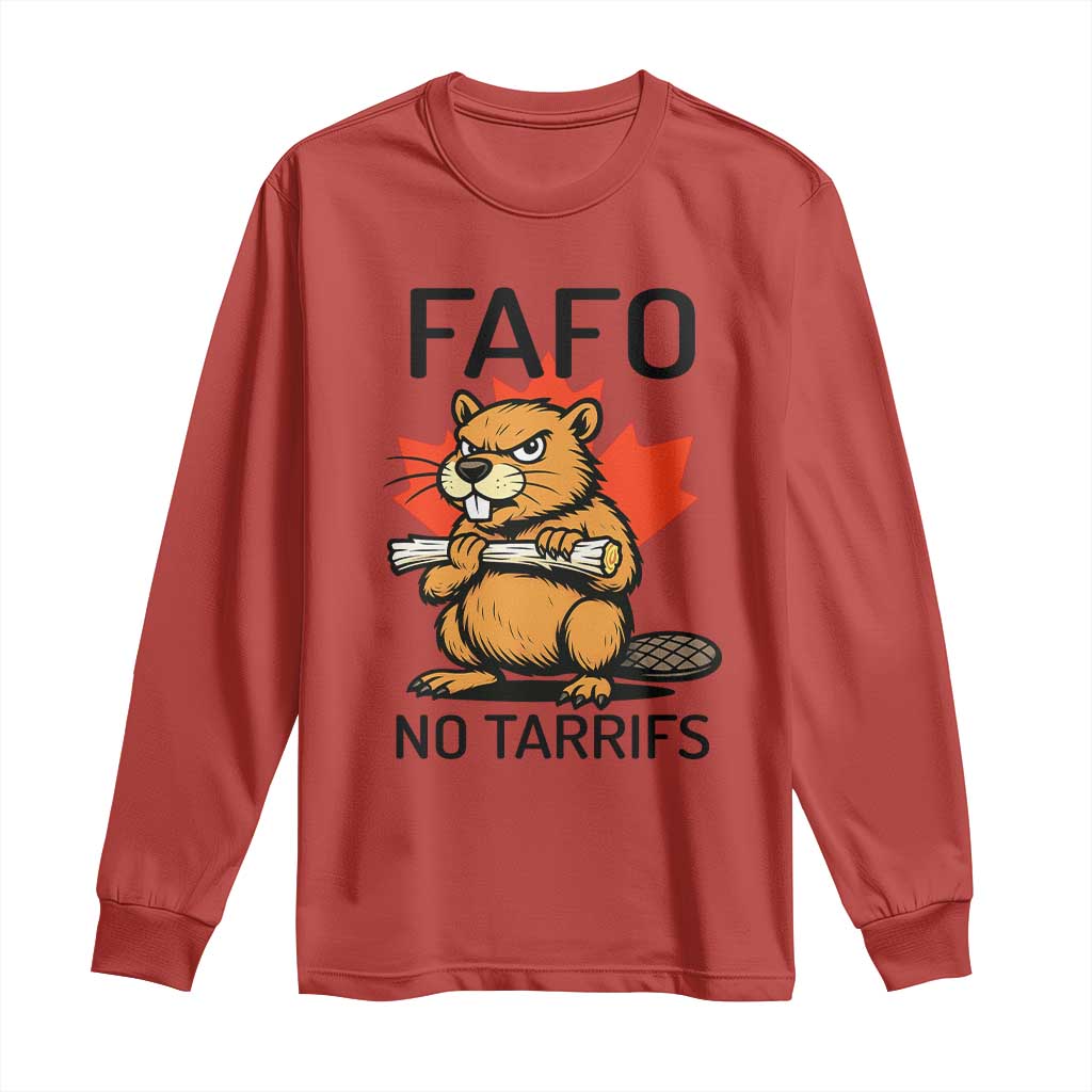 No Tariffs Canada Long Sleeve Shirt Never 51st State Canadian Beaver TS02 Red Print Your Wear