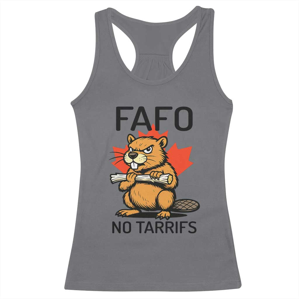No Tariffs Canada Racerback Tank Top Never 51st State Canadian Beaver TS02 Charcoal Print Your Wear