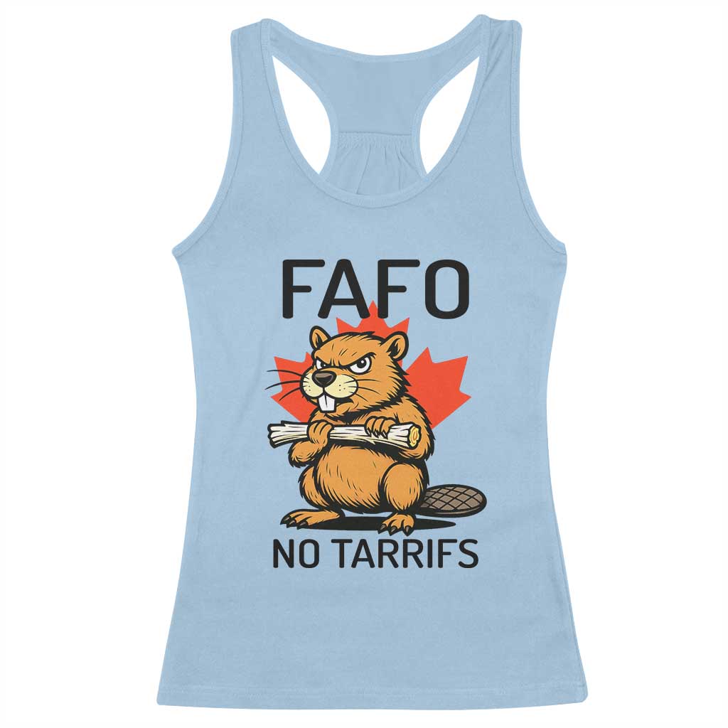 No Tariffs Canada Racerback Tank Top Never 51st State Canadian Beaver TS02 Light Blue Print Your Wear