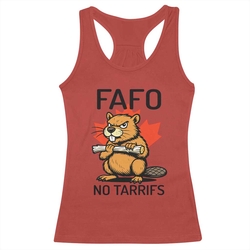 No Tariffs Canada Racerback Tank Top Never 51st State Canadian Beaver TS02 Red Print Your Wear