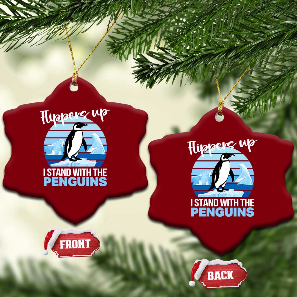 Funny Penguin Resist Ceramic Ornament Flippers Up I Stand With The Penguins TS02 Print Your Wear