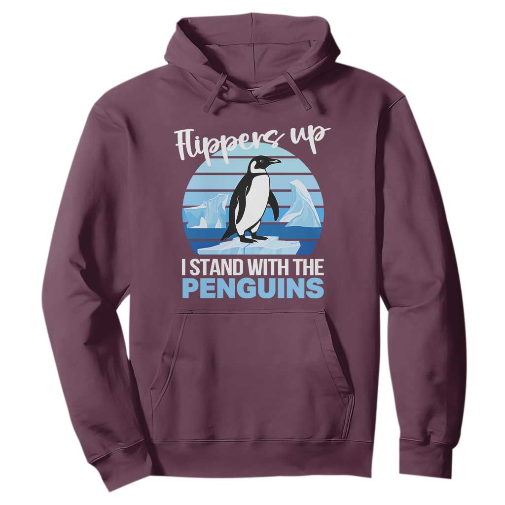 Funny Penguin Resist Hoodie Flippers Up I Stand With The Penguins TS02 Maroon Print Your Wear