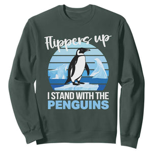 Funny Penguin Resist Sweatshirt Flippers Up I Stand With The Penguins TS02 Dark Forest Green Print Your Wear