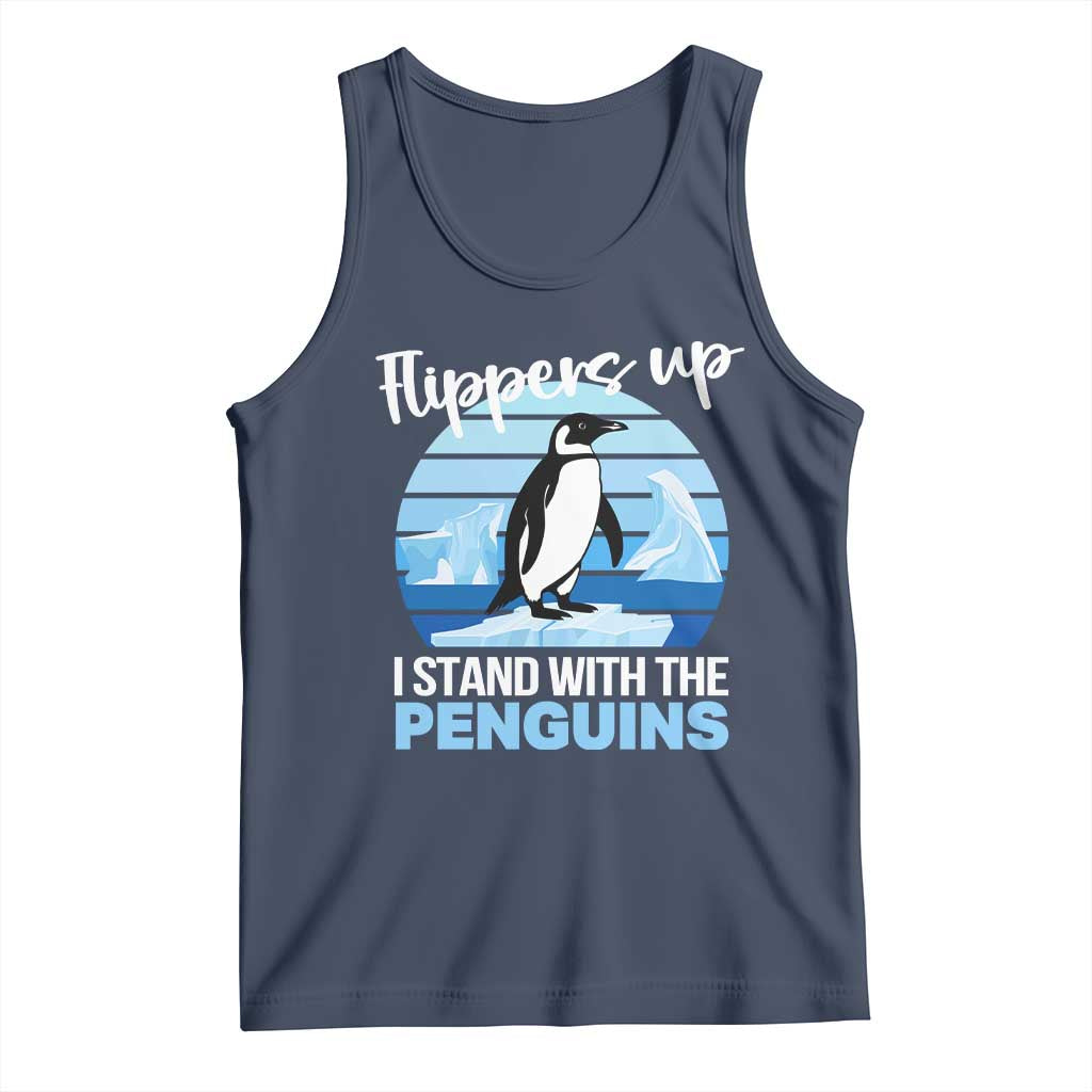 Funny Penguin Resist Tank Top Flippers Up I Stand With The Penguins TS02 Navy Print Your Wear