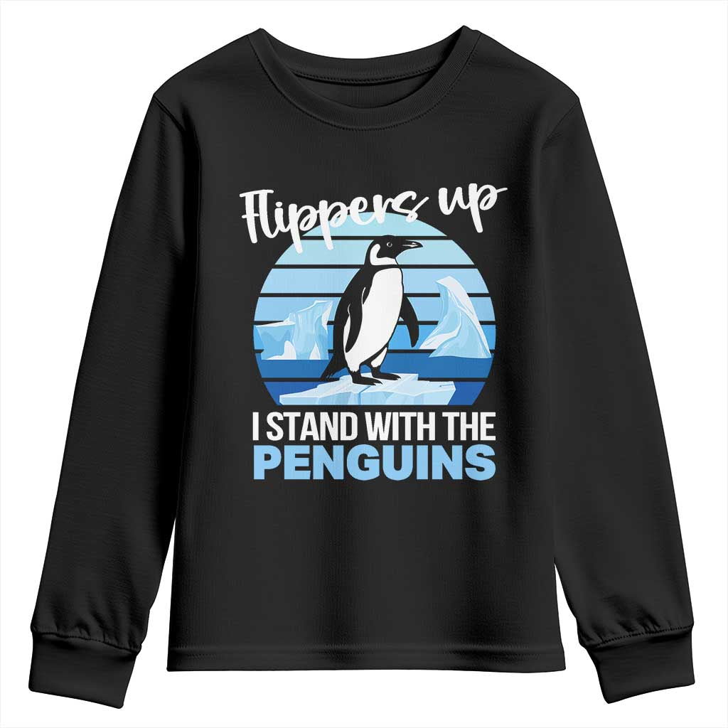 Funny Penguin Resist Youth Sweatshirt Flippers Up I Stand With The Penguins TS02 Black Print Your Wear