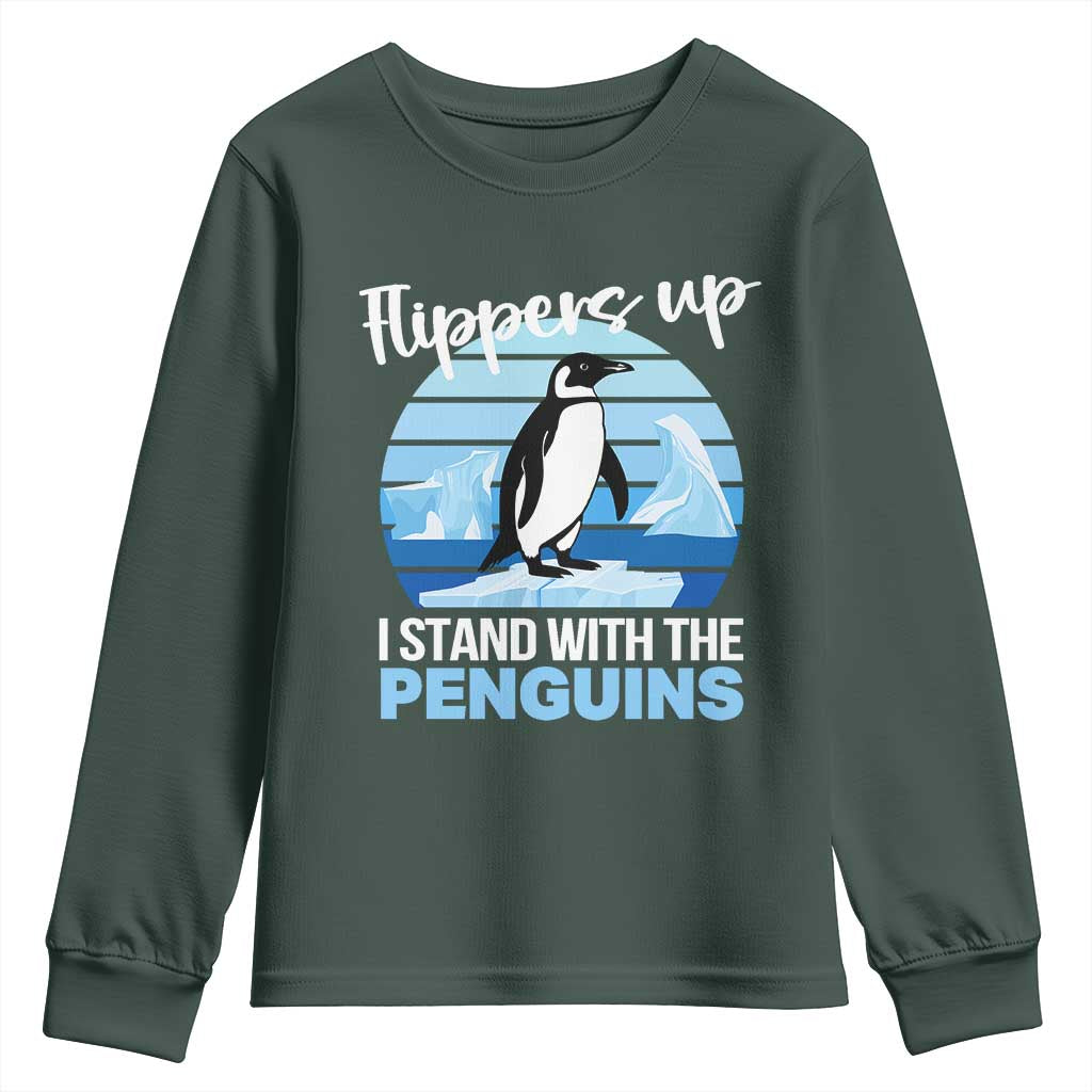 Funny Penguin Resist Youth Sweatshirt Flippers Up I Stand With The Penguins TS02 Dark Forest Green Print Your Wear