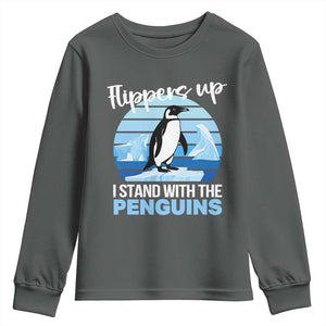 Funny Penguin Resist Youth Sweatshirt Flippers Up I Stand With The Penguins TS02 Dark Heather Print Your Wear