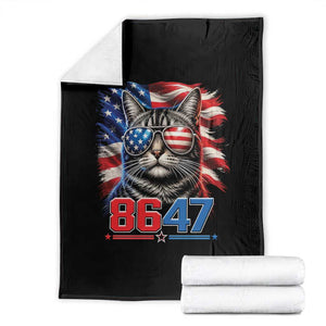 Cool 8647 Patriotic Cat Throw Blanket American Flag Sunglasses Tabby Cat Political Satire TS02 Black Print Your Wear