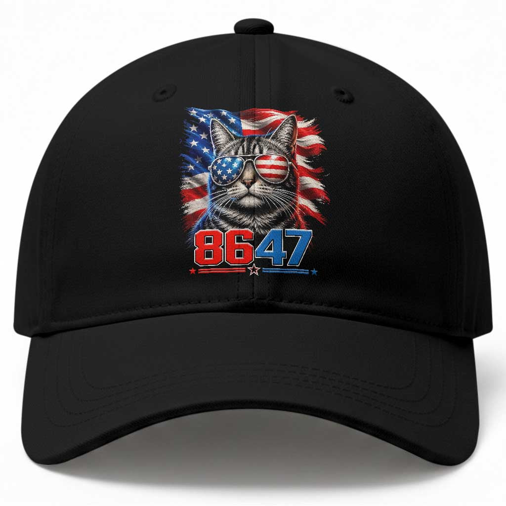 Cool 8647 Patriotic Cat Baseball Cap American Flag Sunglasses Tabby Cat Political Satire TS02 Print Your Wear
