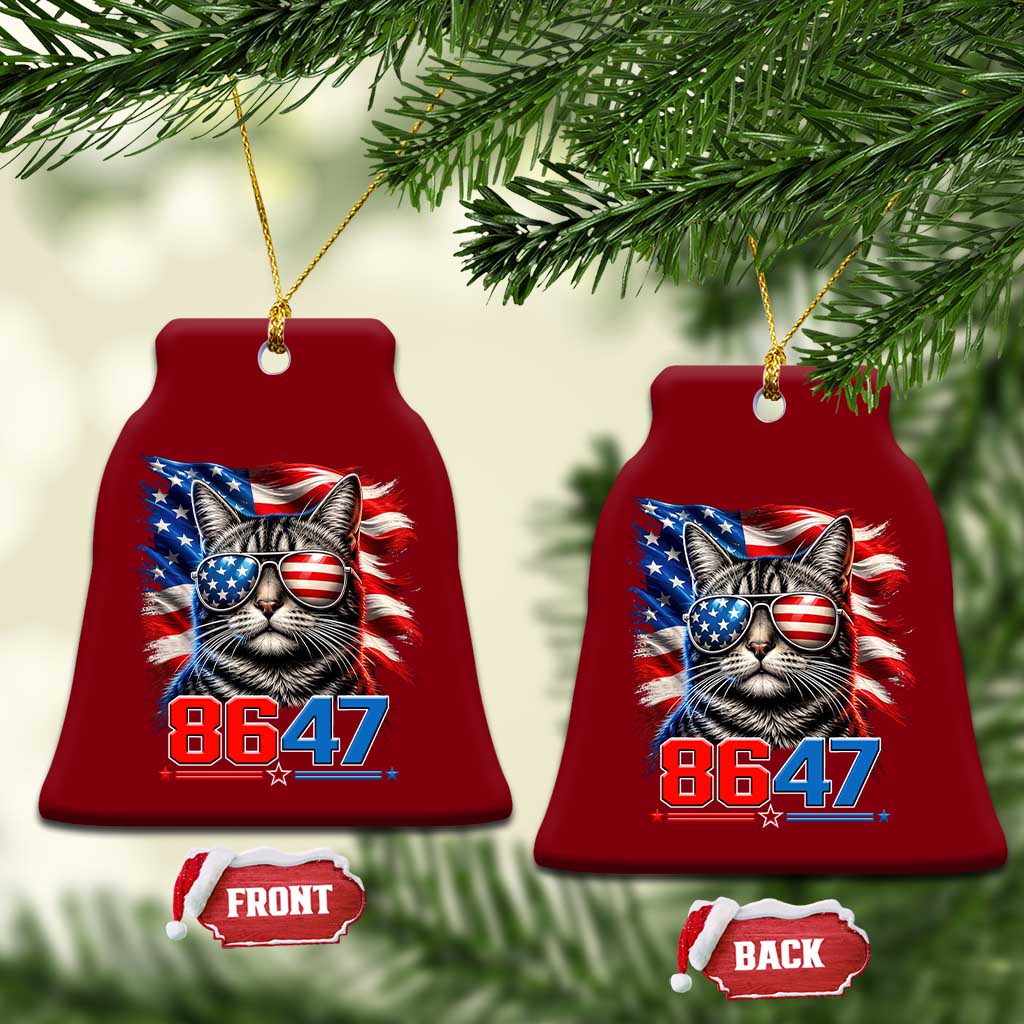 Cool 8647 Patriotic Cat Ceramic Ornament American Flag Sunglasses Tabby Cat Political Satire TS02 Print Your Wear