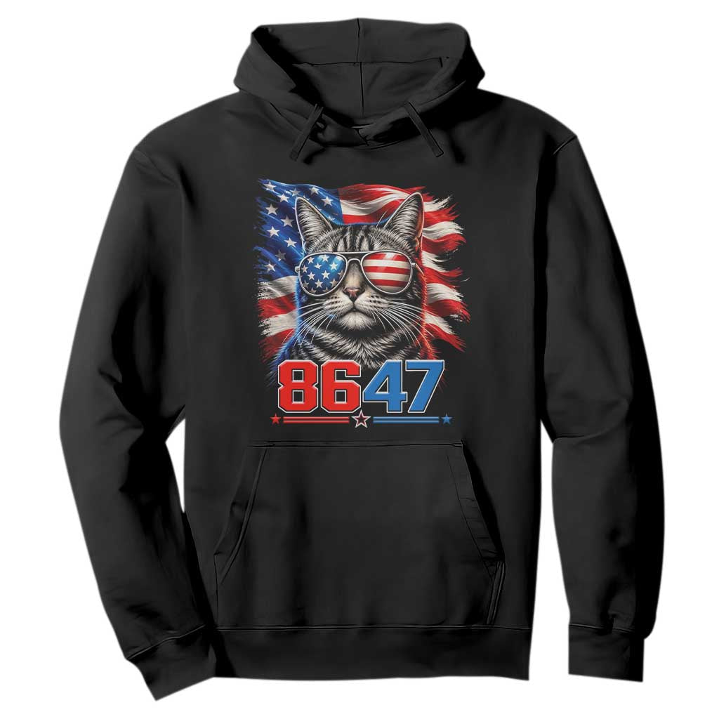 Cool 8647 Patriotic Cat Hoodie American Flag Sunglasses Tabby Cat Political Satire TS02 Black Print Your Wear