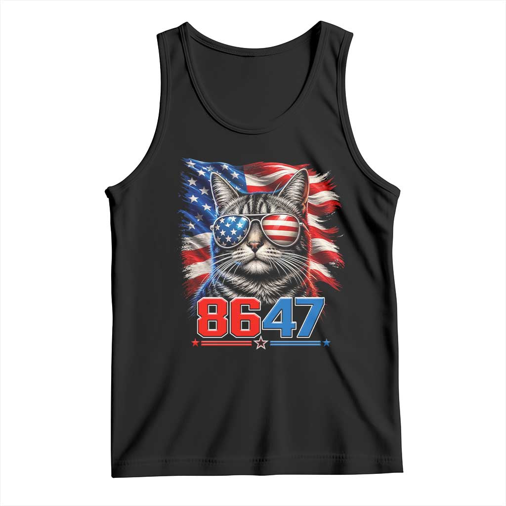 Cool 8647 Patriotic Cat Tank Top American Flag Sunglasses Tabby Cat Political Satire TS02 Black Print Your Wear