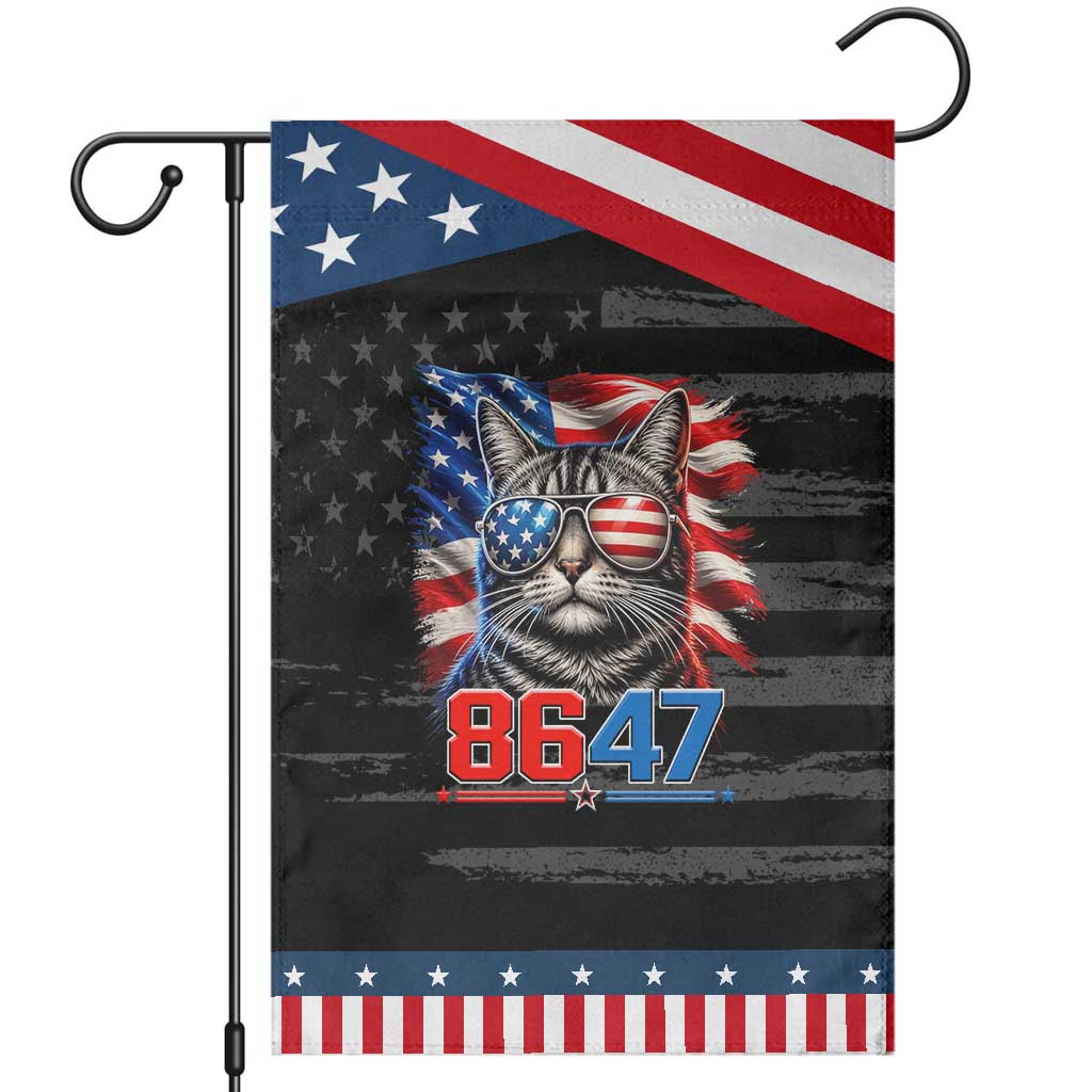Cool 8647 Cat Patriotic Garden Flag American Flag Sunglasses Tabby Cat Political Satire TS02 Distressed Black Blue Print Your Wear