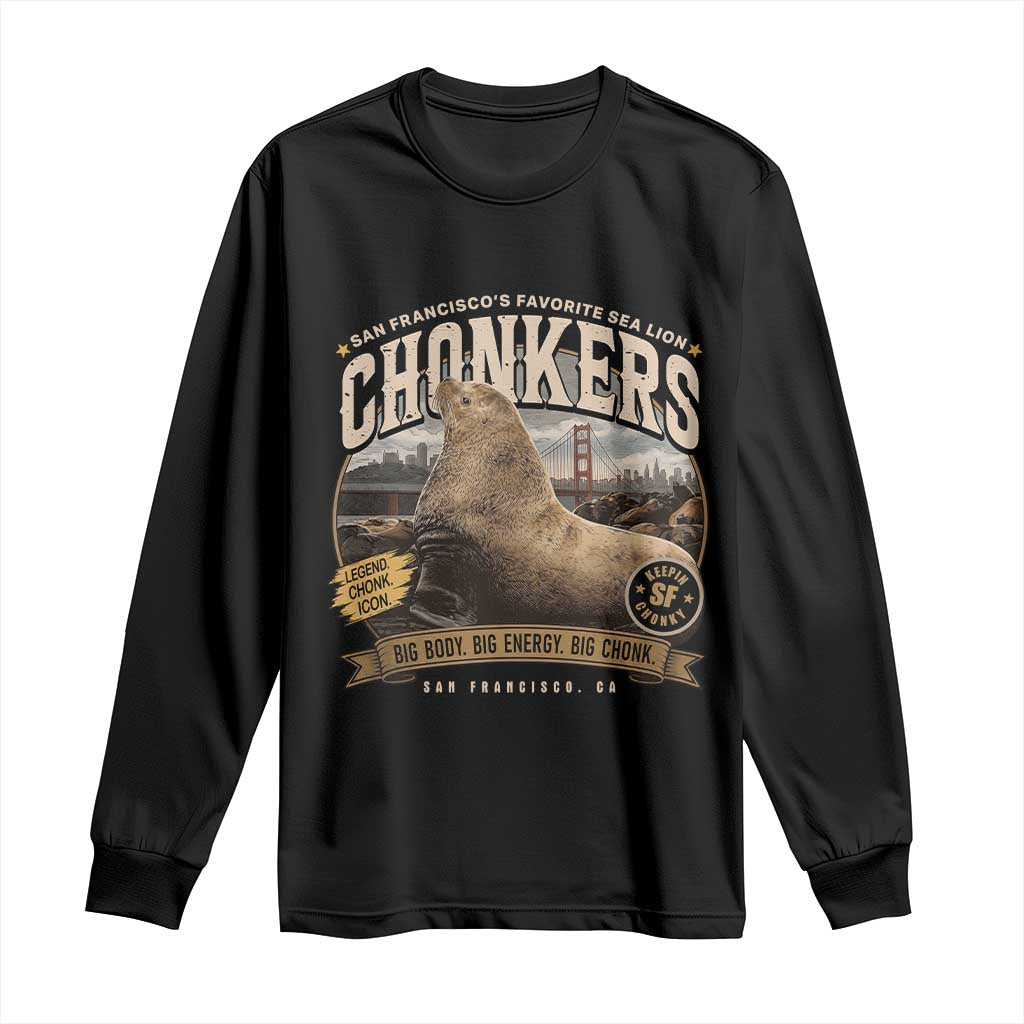 Viral Chonkers San Francisco Sea Lion Long Sleeve Shirt Retro Pier 39 Fisherman's Wharf Souvenir TS02 Black Print Your Wear