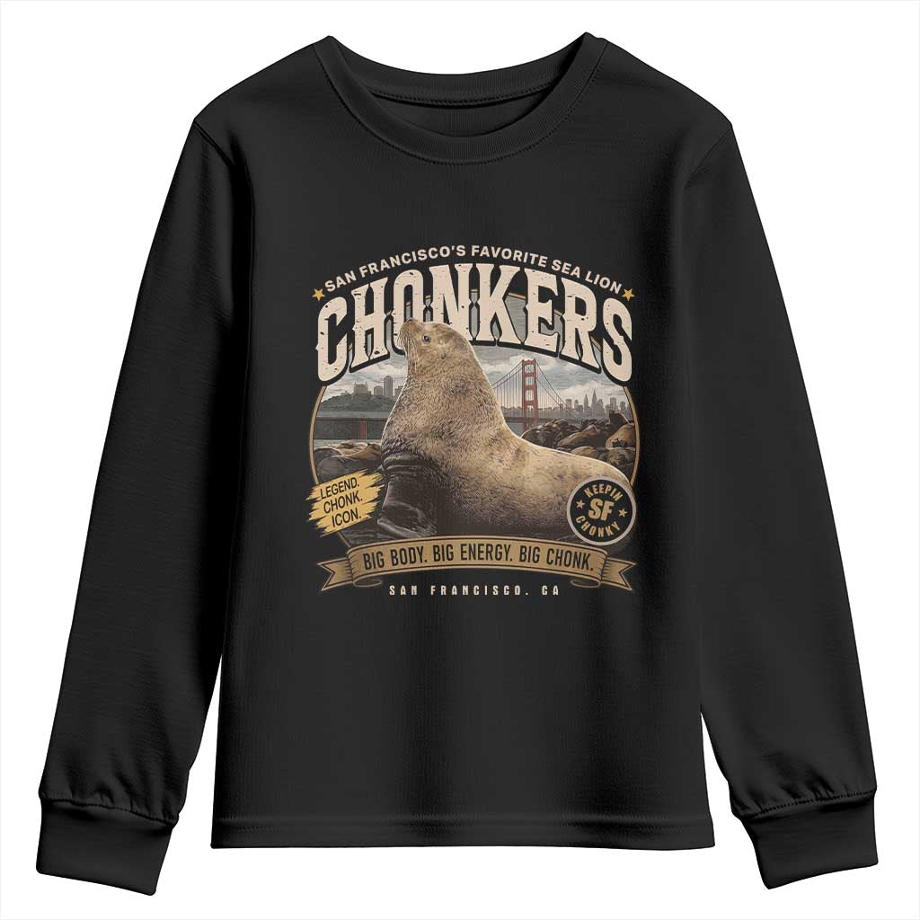 Viral Chonkers San Francisco Sea Lion Youth Sweatshirt Retro Pier 39 Fisherman's Wharf Souvenir TS02 Black Print Your Wear