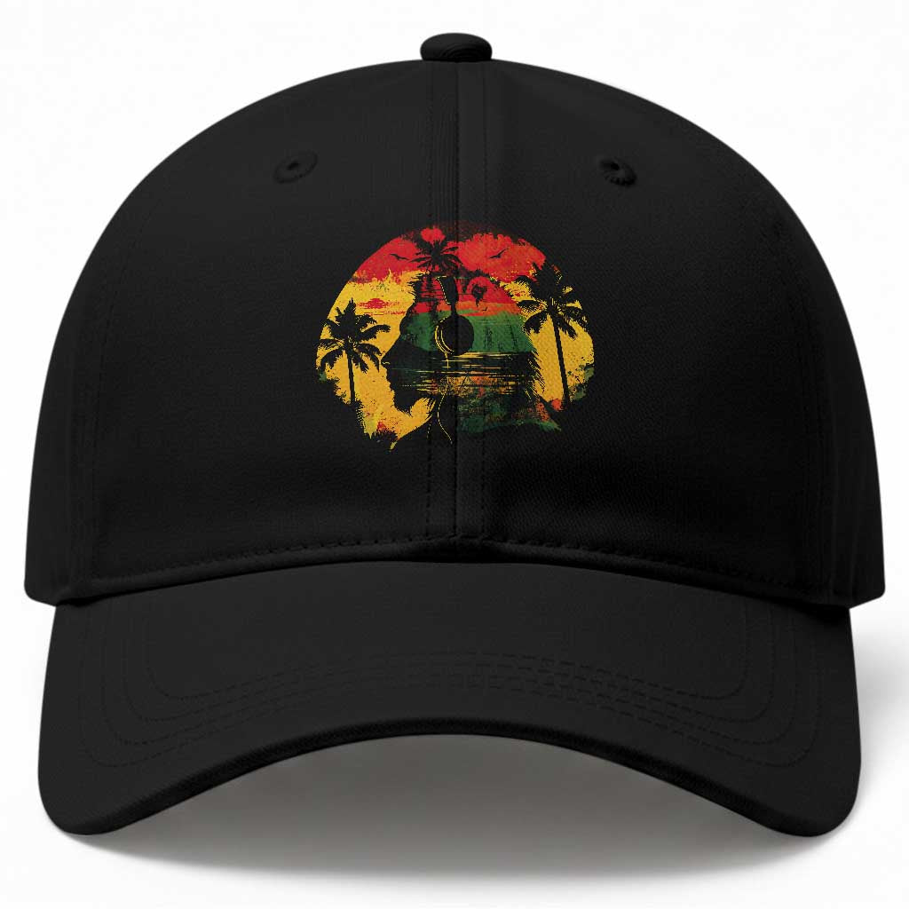 Retro Jamaican Lion Sunset Baseball Cap Rasta Colors Music and Island Vibes Graphic TS02 Print Your Wear