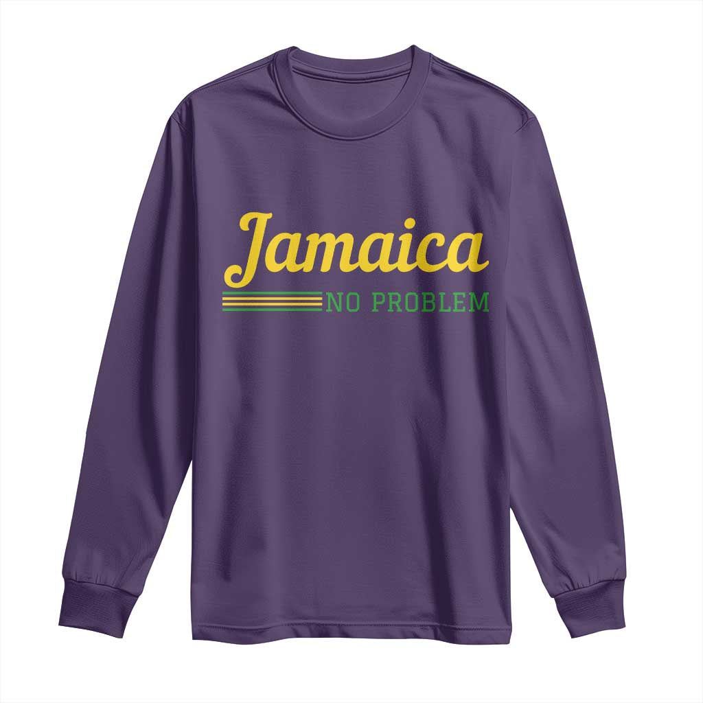 Jamaica No Problem Long Sleeve Shirt Classic Island Motto and Caribbean Vacation TS02 Purple Print Your Wear