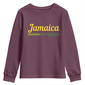 Jamaica No Problem Youth Sweatshirt Classic Island Motto and Caribbean Vacation TS02 Maroon Print Your Wear
