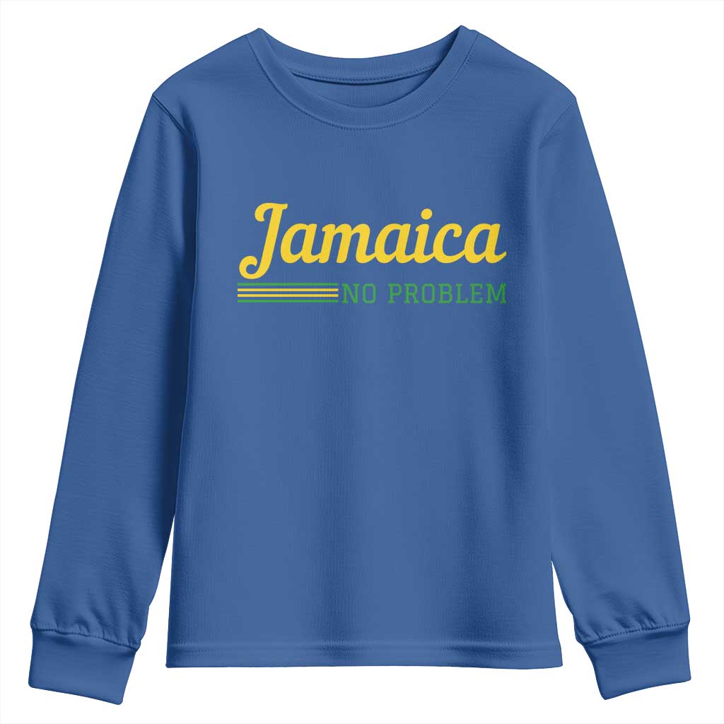 Jamaica No Problem Youth Sweatshirt Classic Island Motto and Caribbean Vacation TS02 Royal Blue Print Your Wear