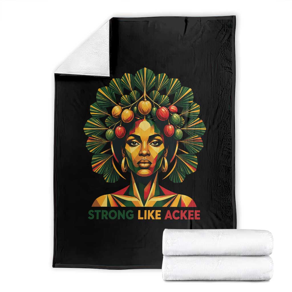 Strong Like Ackee Empowered Woman Throw Blanket Jamaican National Fruit Heritage Pride TS02 Black Print Your Wear