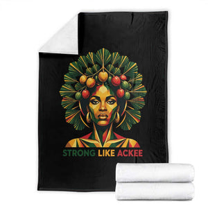 Strong Like Ackee Empowered Woman Throw Blanket Jamaican National Fruit Heritage Pride TS02 Black Print Your Wear