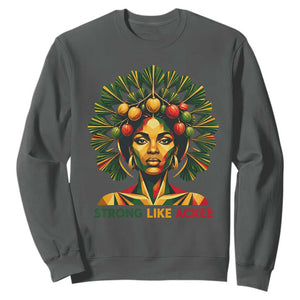 Strong Like Ackee Empowered Woman Sweatshirt Jamaican National Fruit Heritage Pride TS02 Dark Heather Print Your Wear