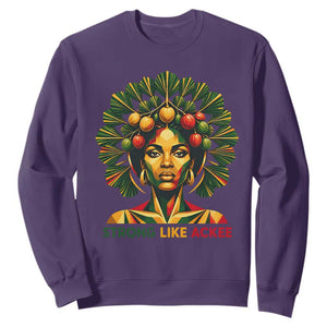 Strong Like Ackee Empowered Woman Sweatshirt Jamaican National Fruit Heritage Pride TS02 Purple Print Your Wear