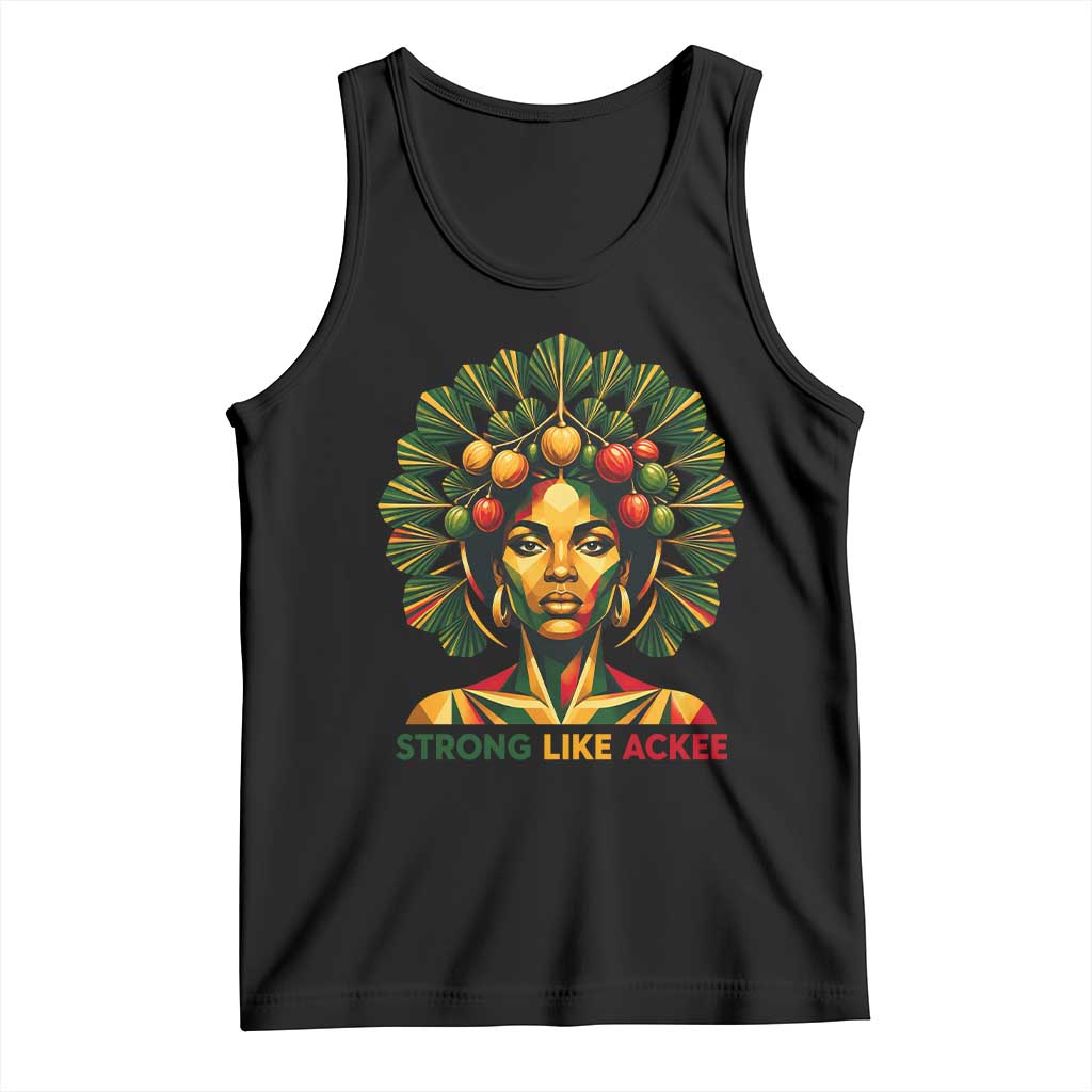 Strong Like Ackee Empowered Woman Tank Top Jamaican National Fruit Heritage Pride TS02 Black Print Your Wear