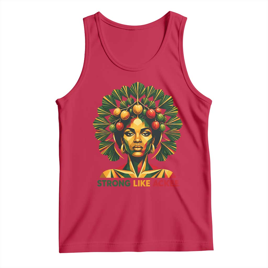 Strong Like Ackee Empowered Woman Tank Top Jamaican National Fruit Heritage Pride TS02 Red Print Your Wear
