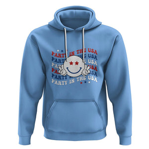 Funny 4th Of July Hoodie Party In The USA Smiling Face Retro Groovy TS02 Carolina Blue Printyourwear