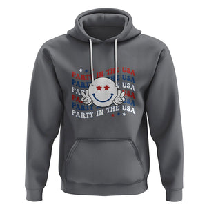 Funny 4th Of July Hoodie Party In The USA Smiling Face Retro Groovy TS02 Charcoal Printyourwear