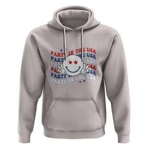 Funny 4th Of July Hoodie Party In The USA Smiling Face Retro Groovy TS02 Ice Gray Printyourwear