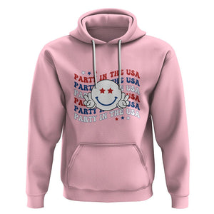 Funny 4th Of July Hoodie Party In The USA Smiling Face Retro Groovy TS02 Light Pink Printyourwear