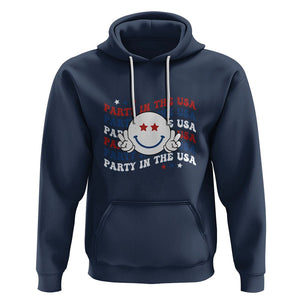 Funny 4th Of July Hoodie Party In The USA Smiling Face Retro Groovy TS02 Navy Printyourwear