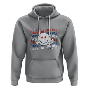 Funny 4th Of July Hoodie Party In The USA Smiling Face Retro Groovy TS02 Sport Gray Printyourwear