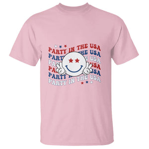 Funny 4th Of July T Shirt Party In The USA Smiling Face Retro Groovy TS02 Light Pink Printyourwear