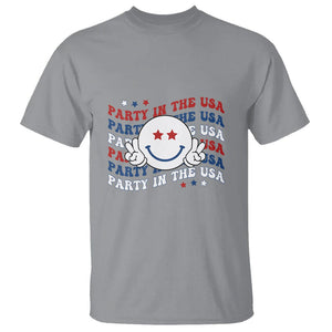 Funny 4th Of July T Shirt Party In The USA Smiling Face Retro Groovy TS02 Sport Gray Printyourwear