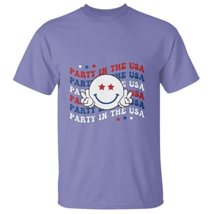 Funny 4th Of July T Shirt Party In The USA Smiling Face Retro Groovy TS02 Violet Printyourwear