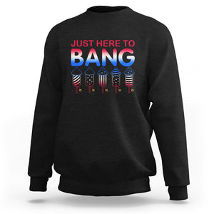 Funny 4th Of July Sweatshirt Just Here To Bang Independence Day Fireworks TS02 Black Printyourwear