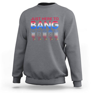 Funny 4th Of July Sweatshirt Just Here To Bang Independence Day Fireworks TS02 Charcoal Printyourwear