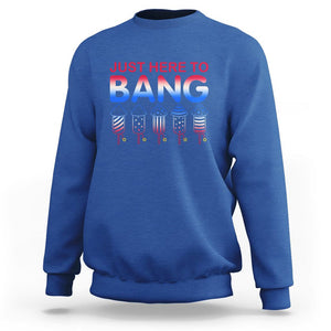 Funny 4th Of July Sweatshirt Just Here To Bang Independence Day Fireworks TS02 Royal Blue Printyourwear