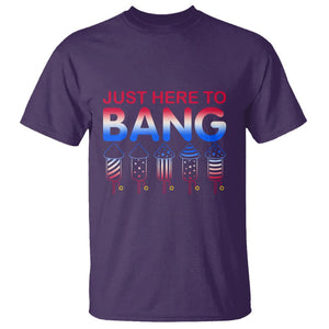 Funny 4th Of July T Shirt Just Here To Bang Independence Day Fireworks TS02 Purple Printyourwear