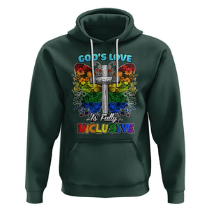 LGBT Pride Hoodie God's Love Is Fully Inclusive Christian Cross Butterfly TS02 Dark Forest Green Printyourwear