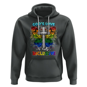 LGBT Pride Hoodie God's Love Is Fully Inclusive Christian Cross Butterfly TS02 Dark Heather Printyourwear