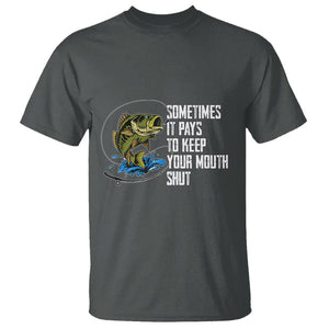 Funny Fishing T Shirt Sometimes It Pays To Keep Your Mouth Shut TS02 Dark Heather Printyourwear