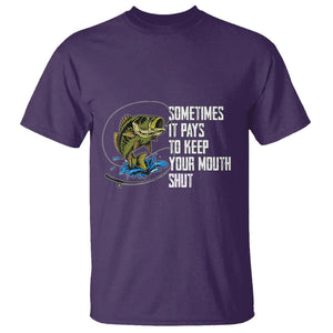 Funny Fishing T Shirt Sometimes It Pays To Keep Your Mouth Shut TS02 Purple Printyourwear