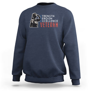 Female Veteran Sweatshirt Strength Heroism Excellence Women TS02 Navy Printyourwear